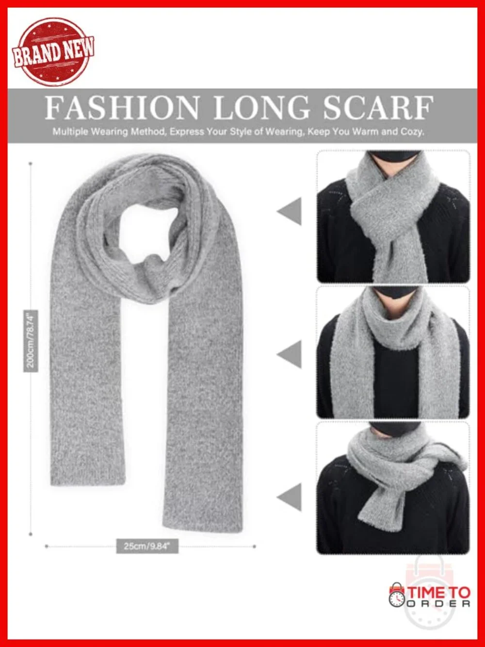 Winter Knit Beanie Hat Touchscreen Gloves Long Neck Scarf Set with Fleece Lined
